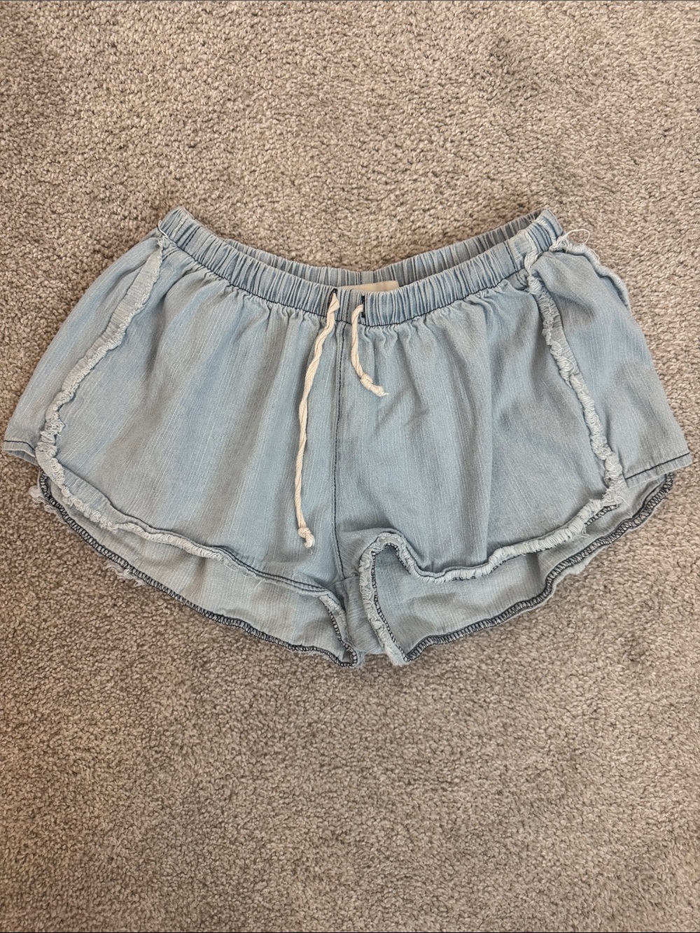 Vintage Havana Light Blue Frayed Hem Jean Shorts